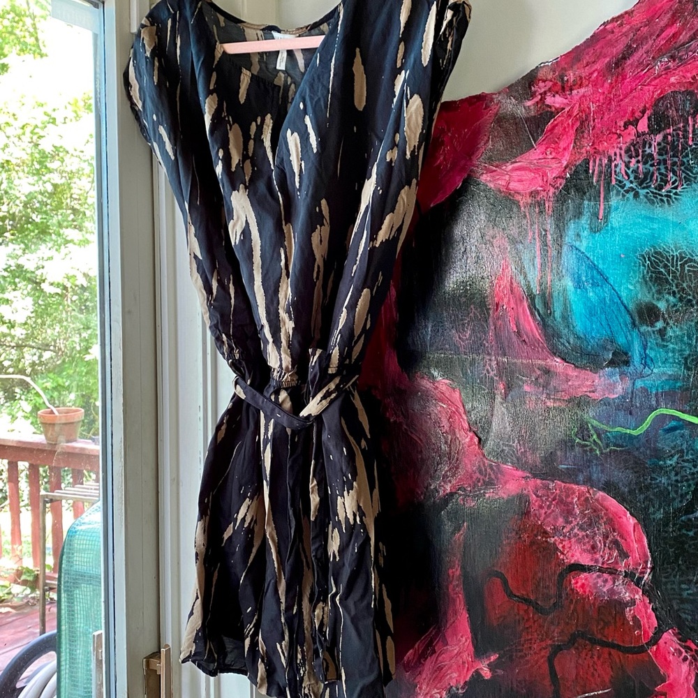 Old Navy Abstract Black Brown Dress L
